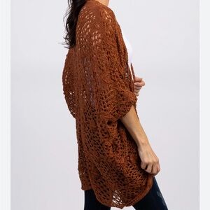 Women’s Small Pink Blush Rust Oversized Crochet Lace Cardigan (Maternity)